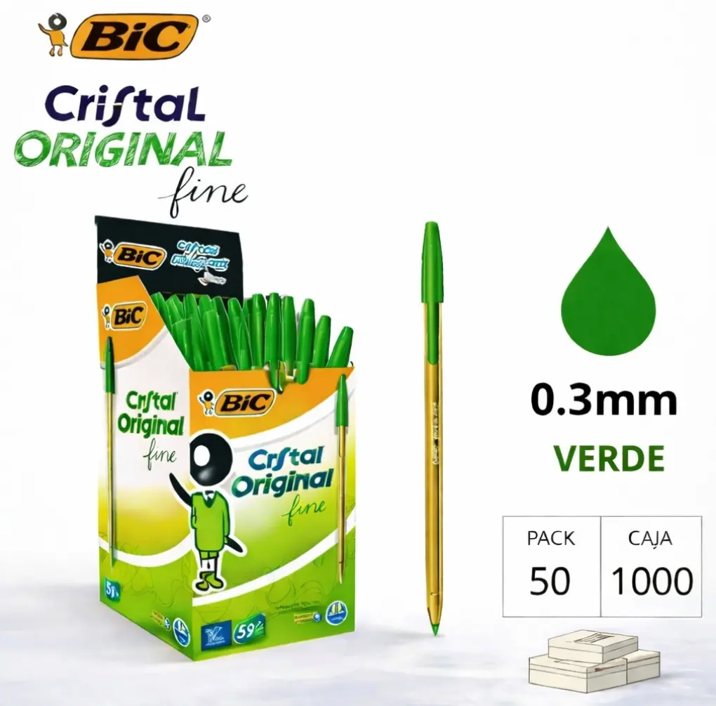 BOLÍGRAFO BIC CRISTAL FINE VERDE