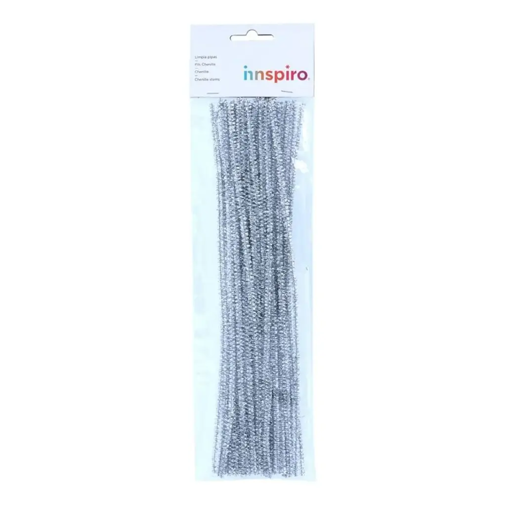 LIMPIAPIPAS CHENILLA PLATA 4MMX30CM PACK 50U