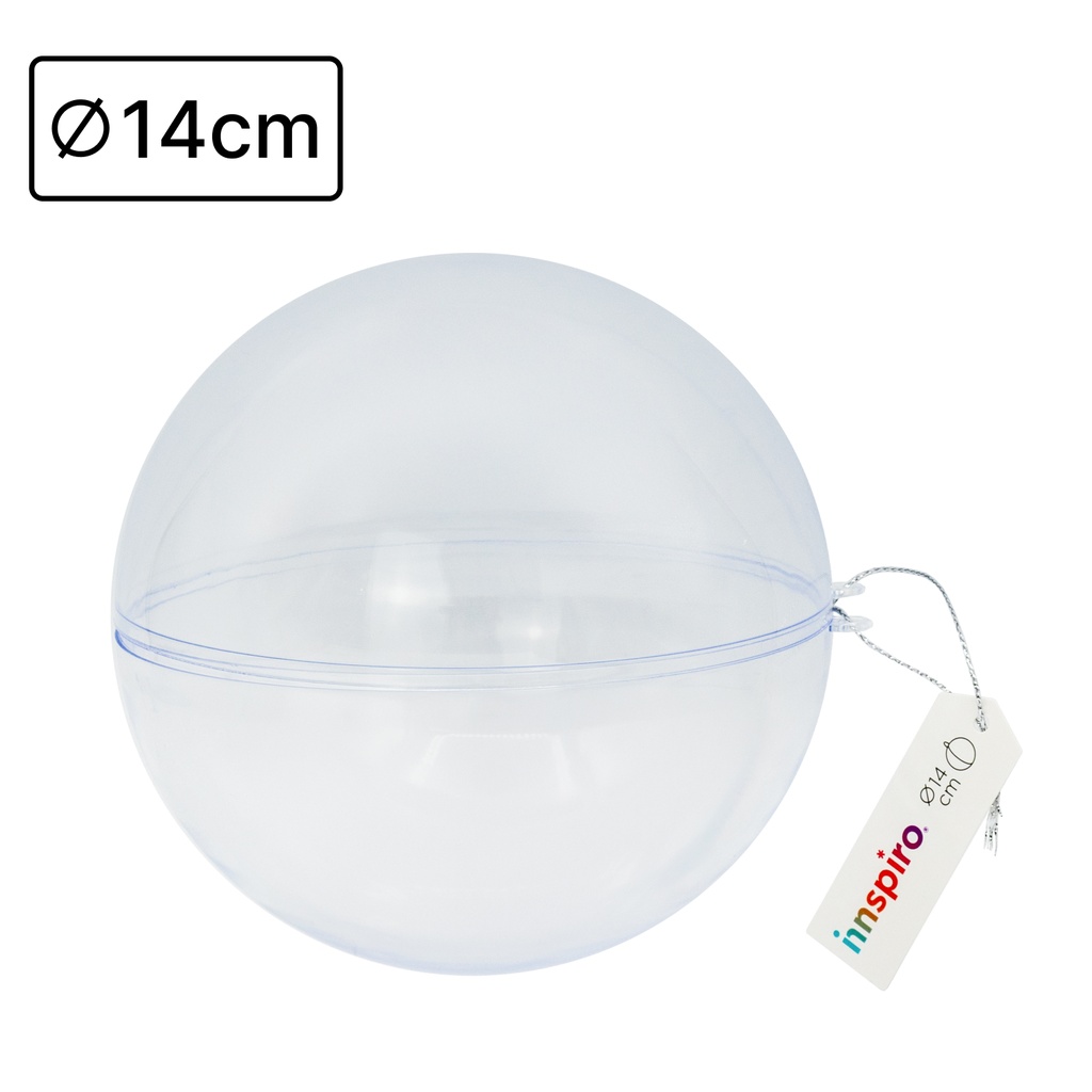 BOLA PLÁSTICO TRANSPARENTE 14 CM INSPIRO