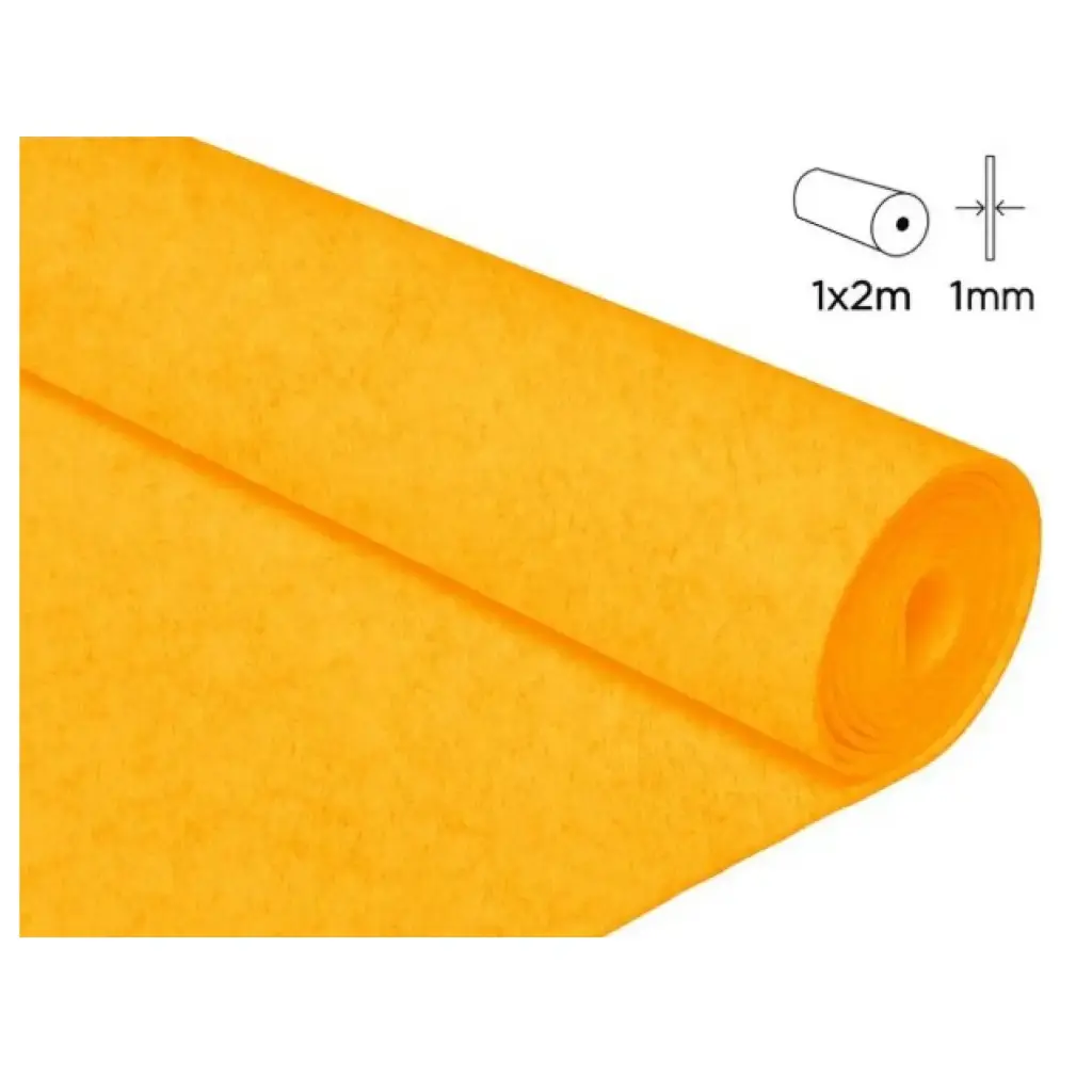 FIELTRO ACRÍLICO AMARILLO EN ROLLO 100×200CM 160 G/M² INNSPIRO