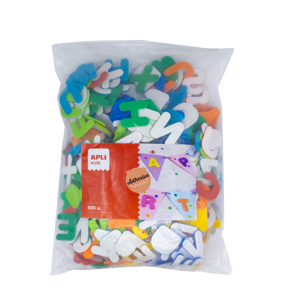 FORMAS DE GOMA EVA ADHESIVAS LETRAS SURTIDAS 500 UDS