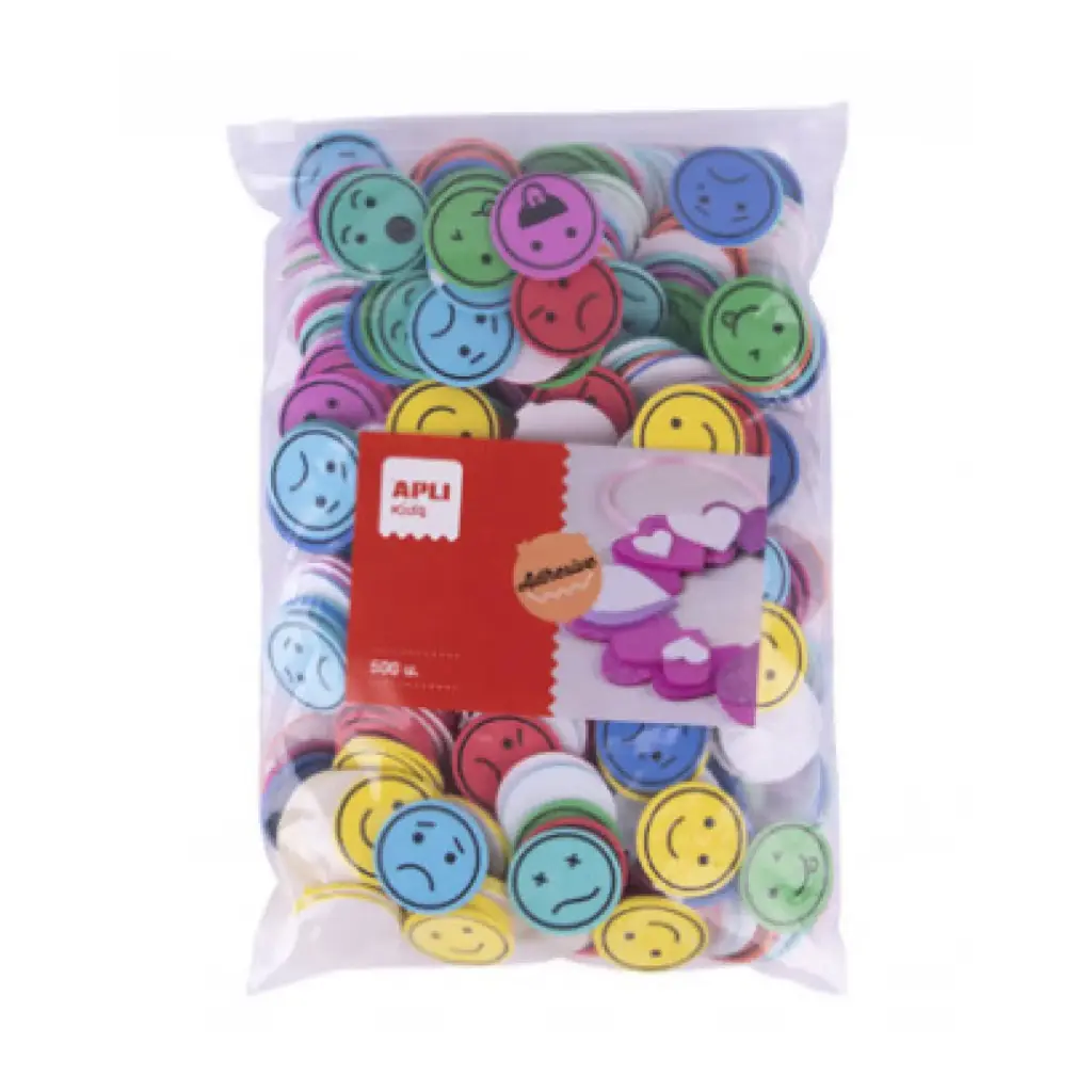 FORMAS GOMA EVA ADHESIVAS EXPRESIONES MAXI PACK 500UDS Ø 3,5CM