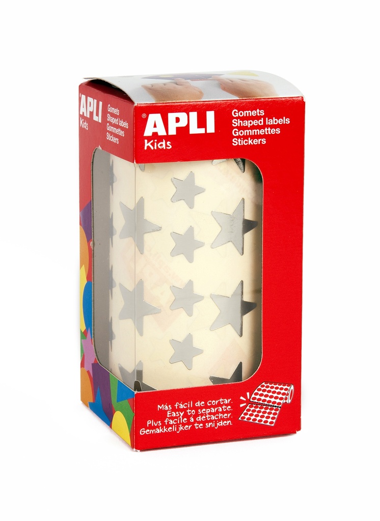 GOMETS APLI ESTRELLAS 12,5 Y 19,5 MM METALIZADOS PLATA ROLLO