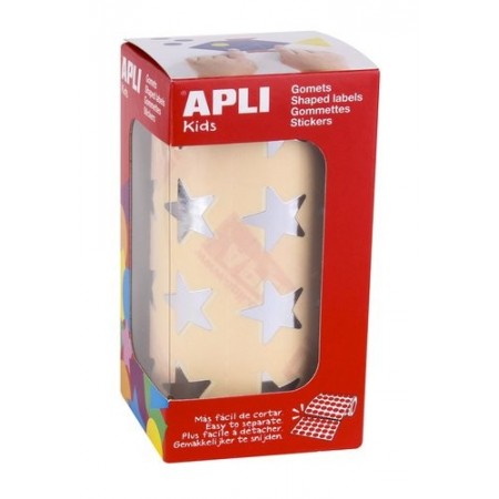 GOMETS APLI ESTRELLAS 19,5 MM METALIZADOS PLATA ROLLO