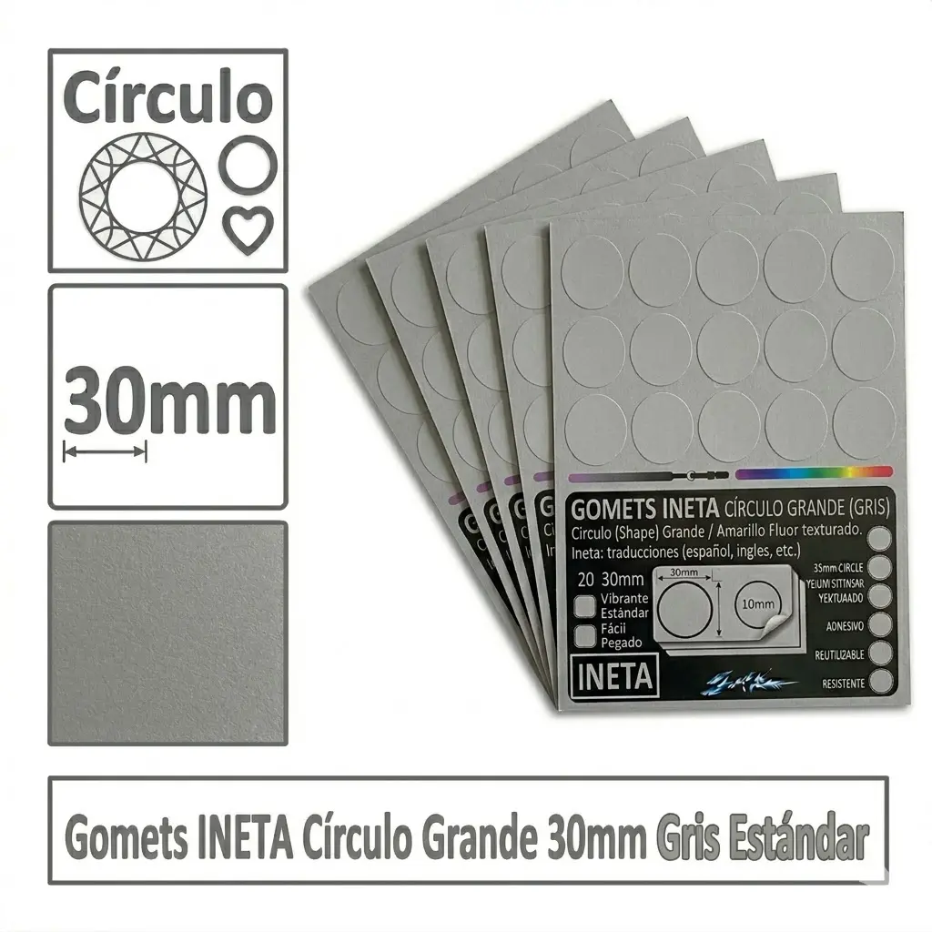 GOMETS INETA CÍRCULO GRANDE GRIS ROLLO 1680 UDS