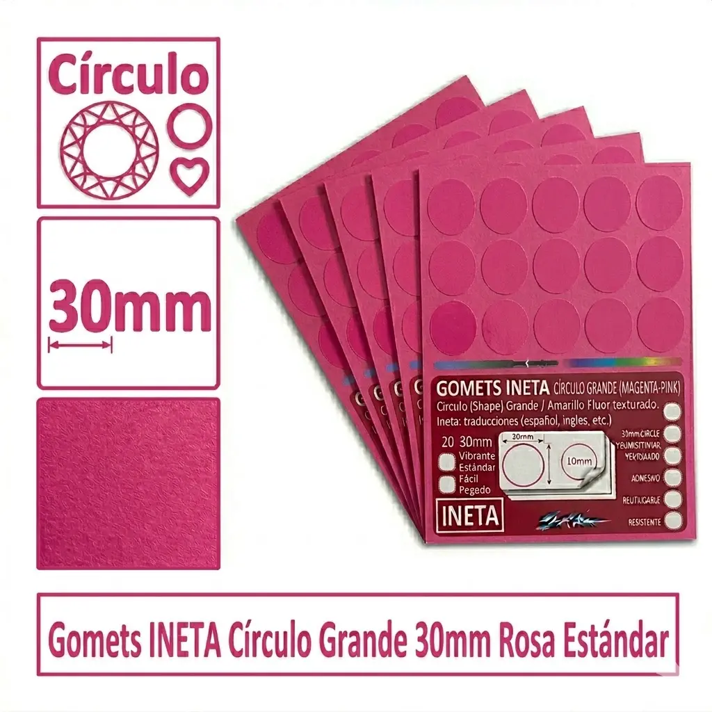 GOMETS INETA CÍRCULO GRANDE ROSA ROLLO 1680 UDS