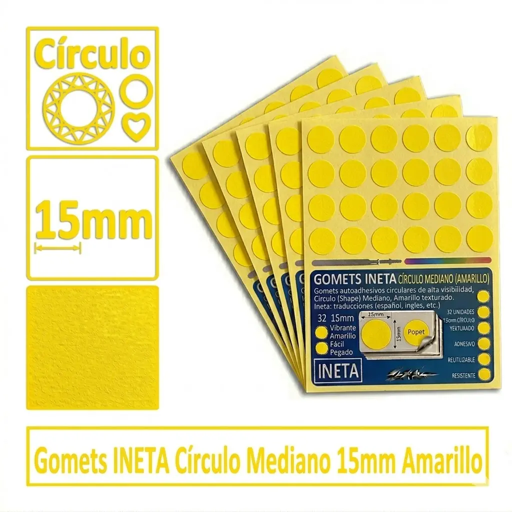 GOMETS INETA CÍRCULO MEDIANO AMARILLO ROLLO 2688 UDS