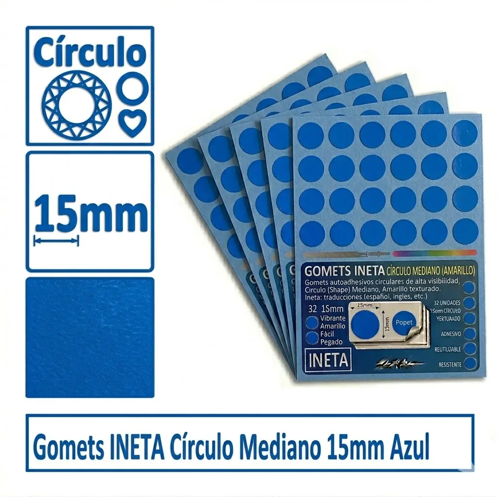 GOMETS INETA CÍRCULO MEDIANO AZUL ROLLO 2688 UDS