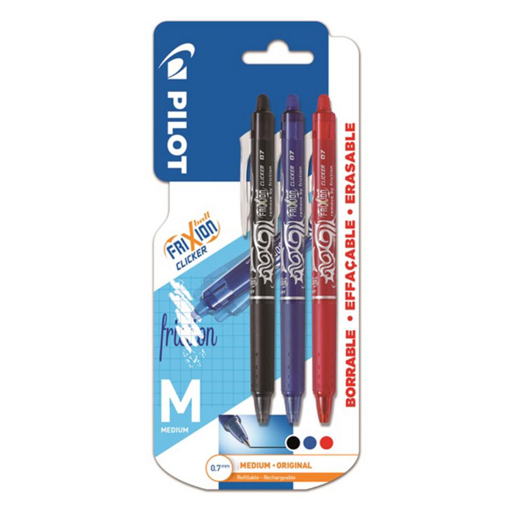 BOLÍGRAFO PILOT FRIXION CLICKER BLISTER 3 SURTIDOS