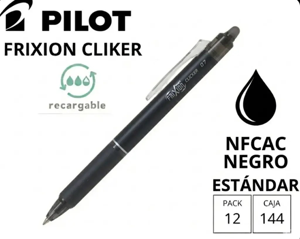 BOLÍGRAFO PILOT FRIXION CLICKER NEGRO