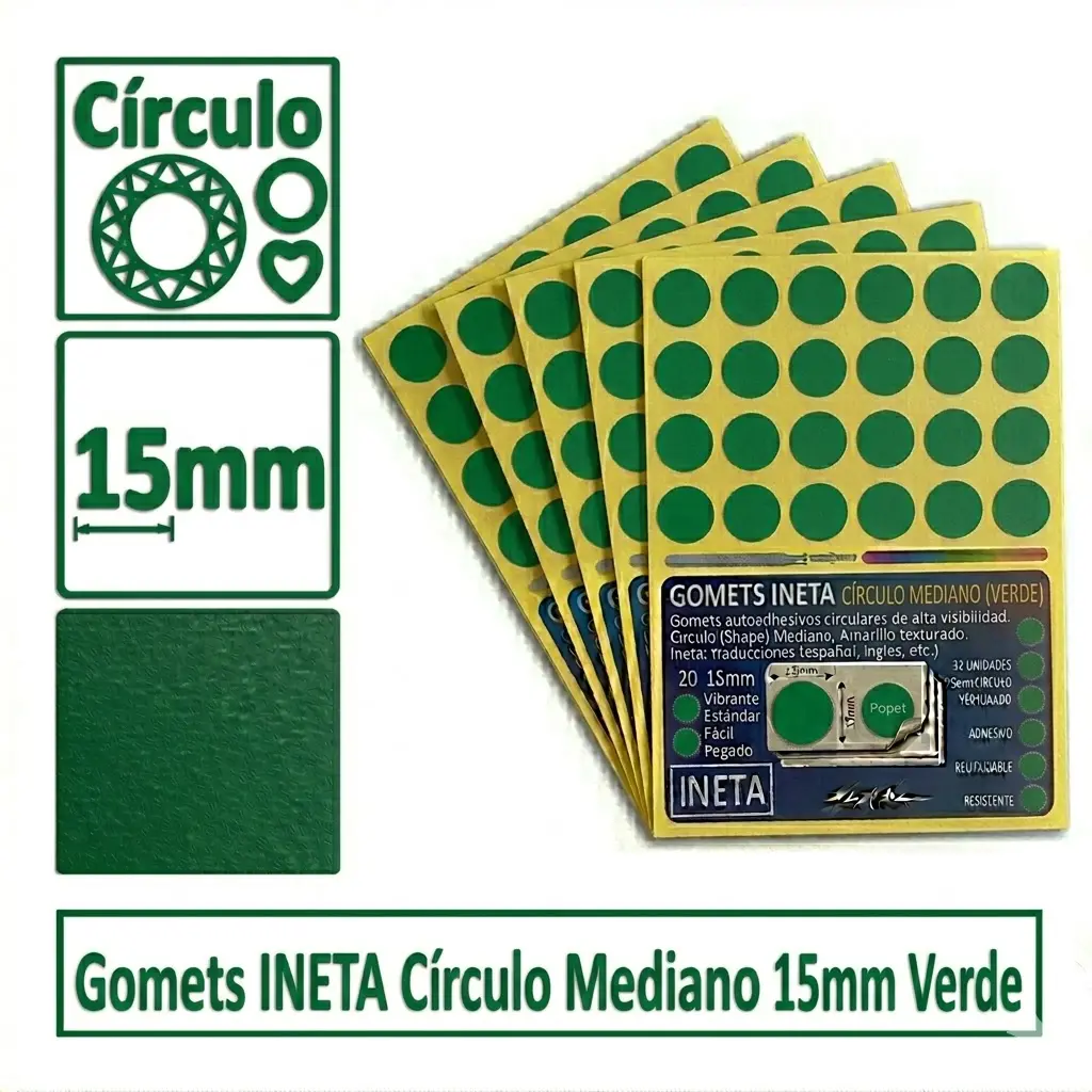 GOMETS INETA CÍRCULO MEDIANO VERDE ROLLO 2688 UDS