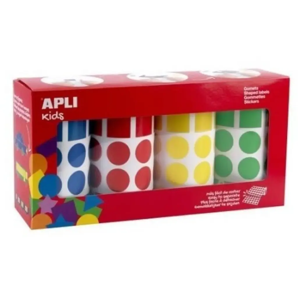 GOMETS GEOMÉTRICOS SURTIDOS 20 MM – AZUL, ROJO,AMARILLO, VERDE (4 UINDADES)