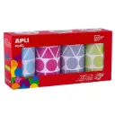 GOMETS GEOMÉTRICOS SURTIDOS 27 MM – AZUL, FUCSIA, GRIS, VERDE (4 UINDADES)
