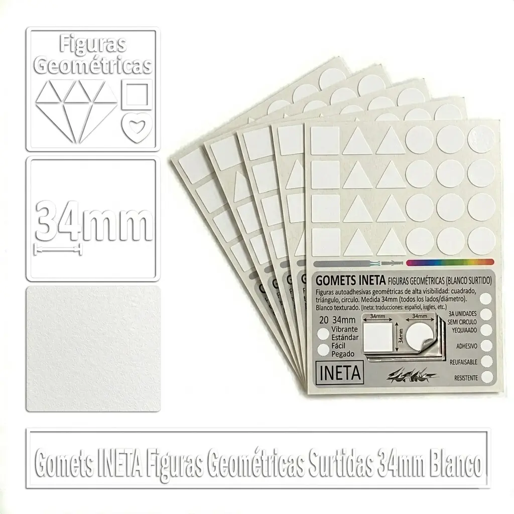 GOMETS INETA FIGURAS GEOMETRICAS BLANCO ROLLO 896 UDS
