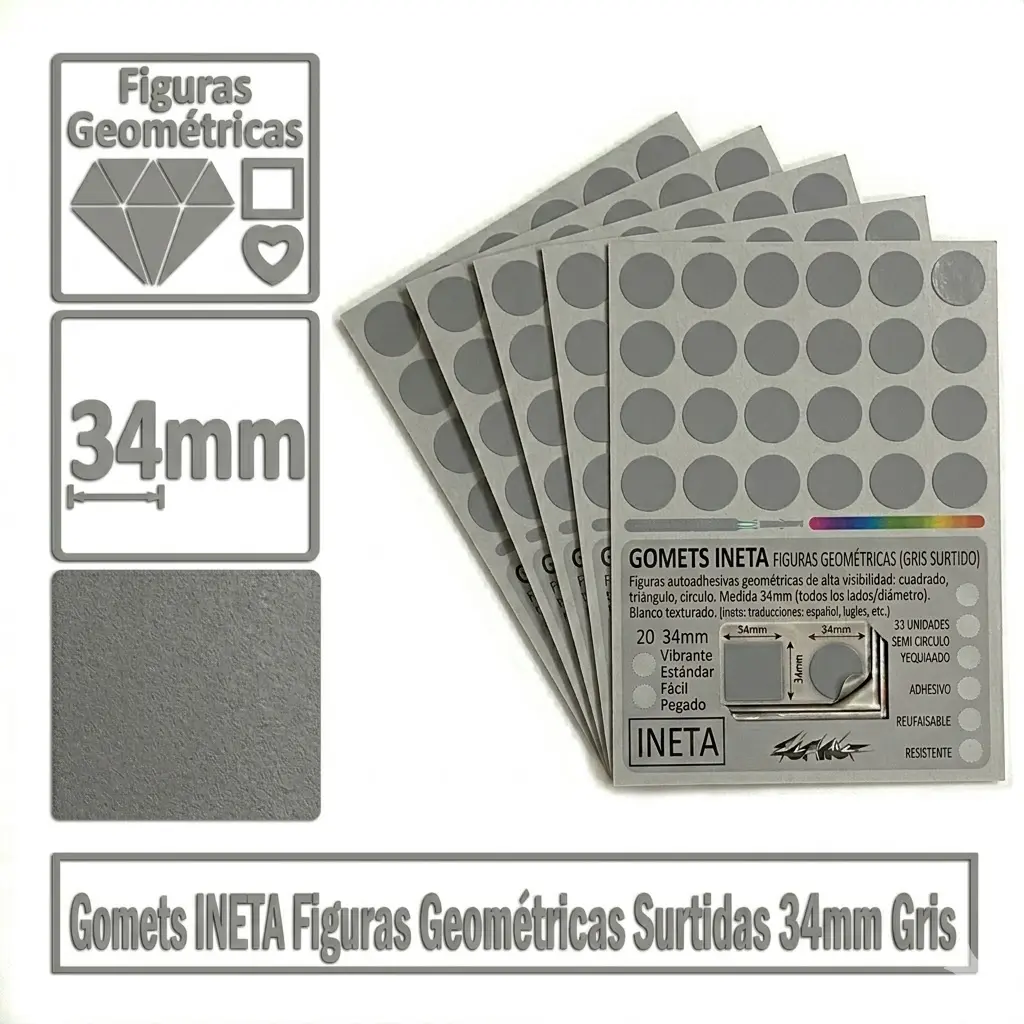 GOMETS INETA FIGURAS GEOMETRICAS GRIS ROLLO 1357 UDS