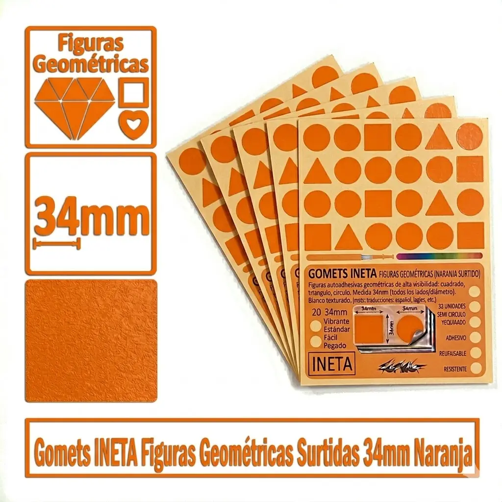 GOMETS INETA FIGURAS GEOMETRICAS NARANJA ROLLO 1357 UDS