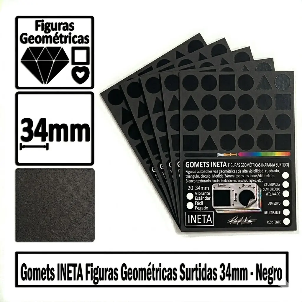 GOMETS INETA FIGURAS GEOMETRICAS NEGRO ROLLO 1357 UDS