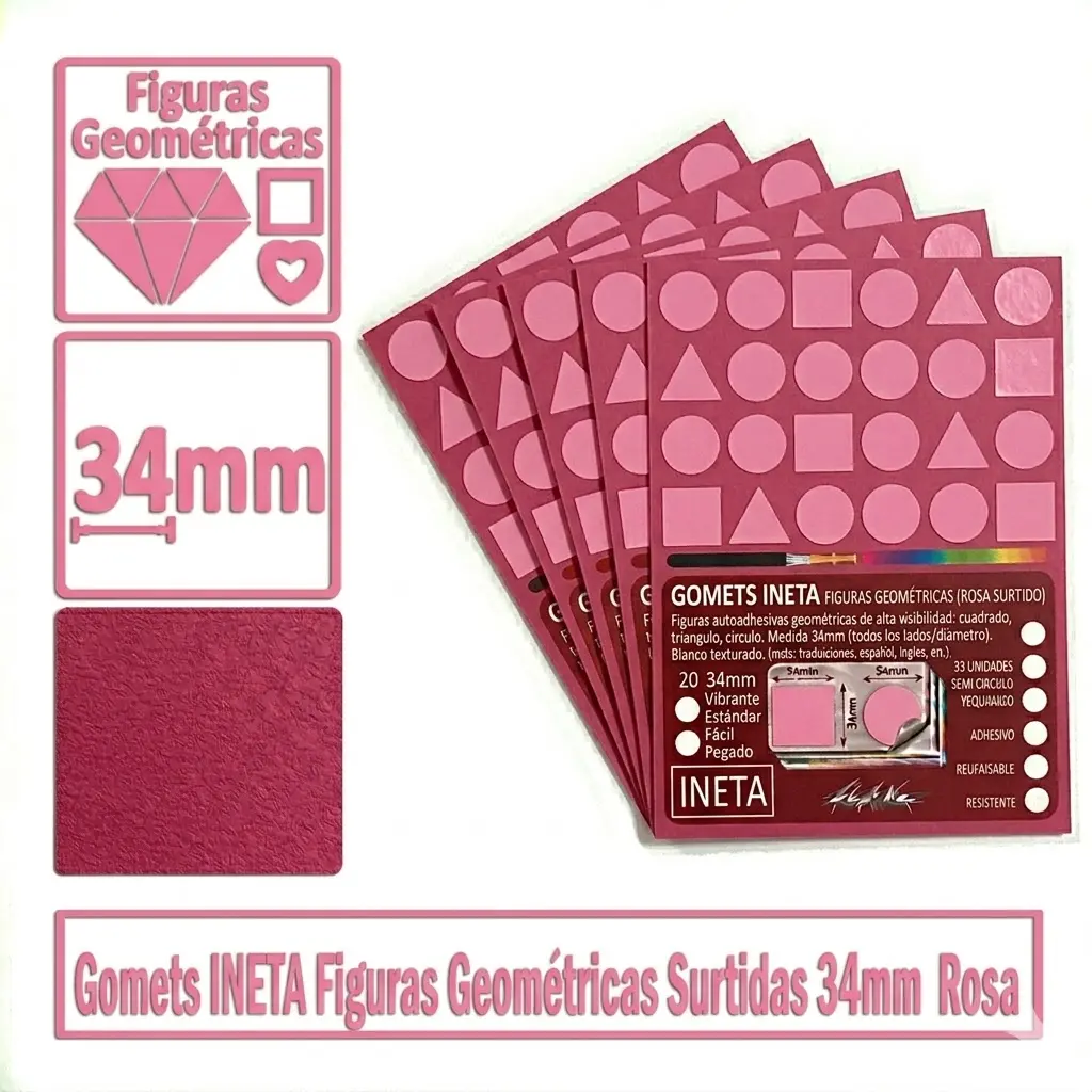 GOMETS INETA FIGURAS GEOMETRICAS ROSA ROLLO 1357 UDS