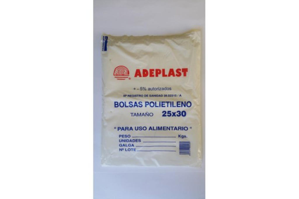 BOLSA POLIETILENO TRANSPARENTE 25 × 30CM PACK 100 UDS