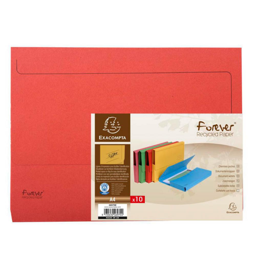 SUBCARPETAS A4 CON BOLSA RECICLADA 290G ROJO 10 UDS