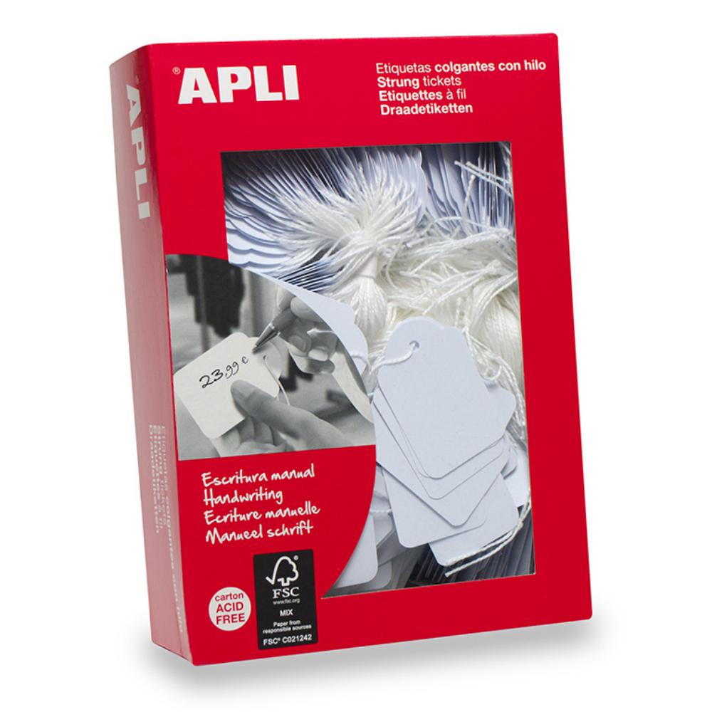 APLI ETIQUETAS COLGANTES BLANCAS CON HILO 45X65MM 