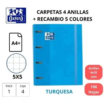 CARPEBLOCK OXFORD A4 CARTÓN FORRADO 40MM CON RECAMBIO TURQUESA