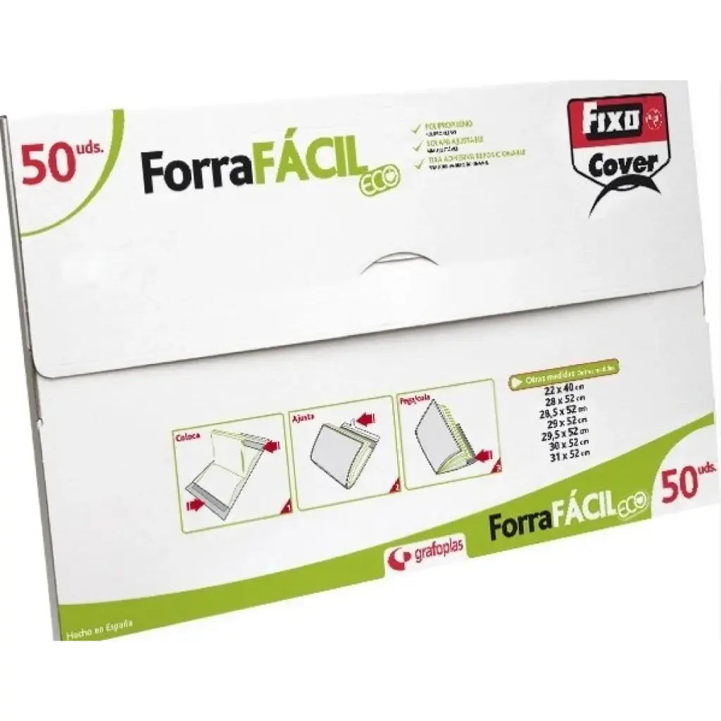 FORROS DE LIBROS TRANSPARENTES 26x52 PP RECICLABLE CAJA 50 UDS
