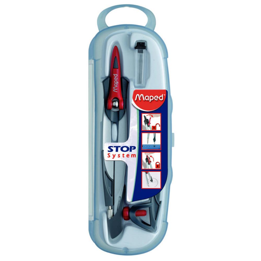 COMPÁS MAPED STOP SYSTEM NEGRO/ROJO 14 CM
