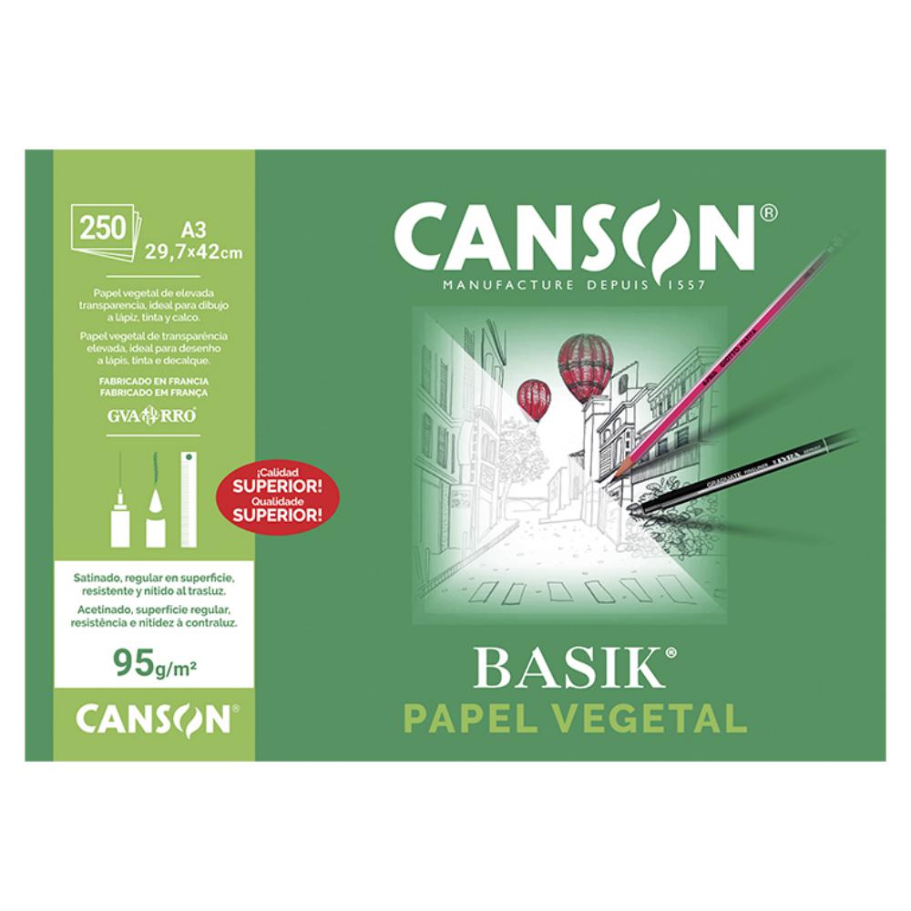 PAPEL A3 VEGETAL GUARRO CANSON  250 HOJAS 90G