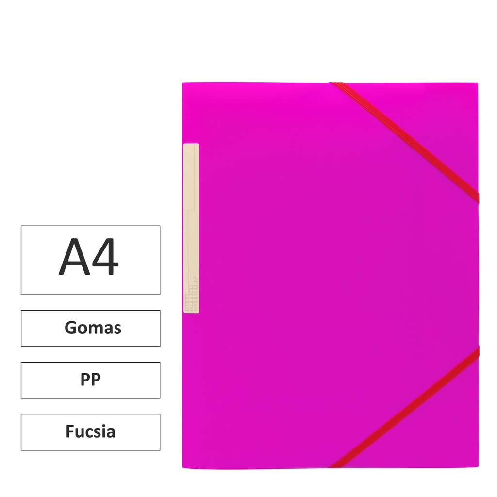 CARPETA A4 GOMAS SOLAPAS PP FUCSIA