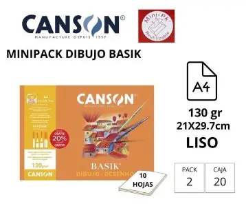MINI PACK PAPEL LISO DIBUJO BASIK 130g DIN A4 10 HOJAS