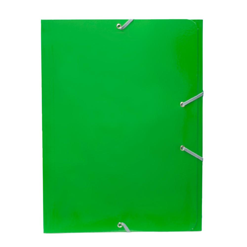 CARPETA MARIOLA CARTON A4+ CON GOMAS Y SOLAPAS VERDE