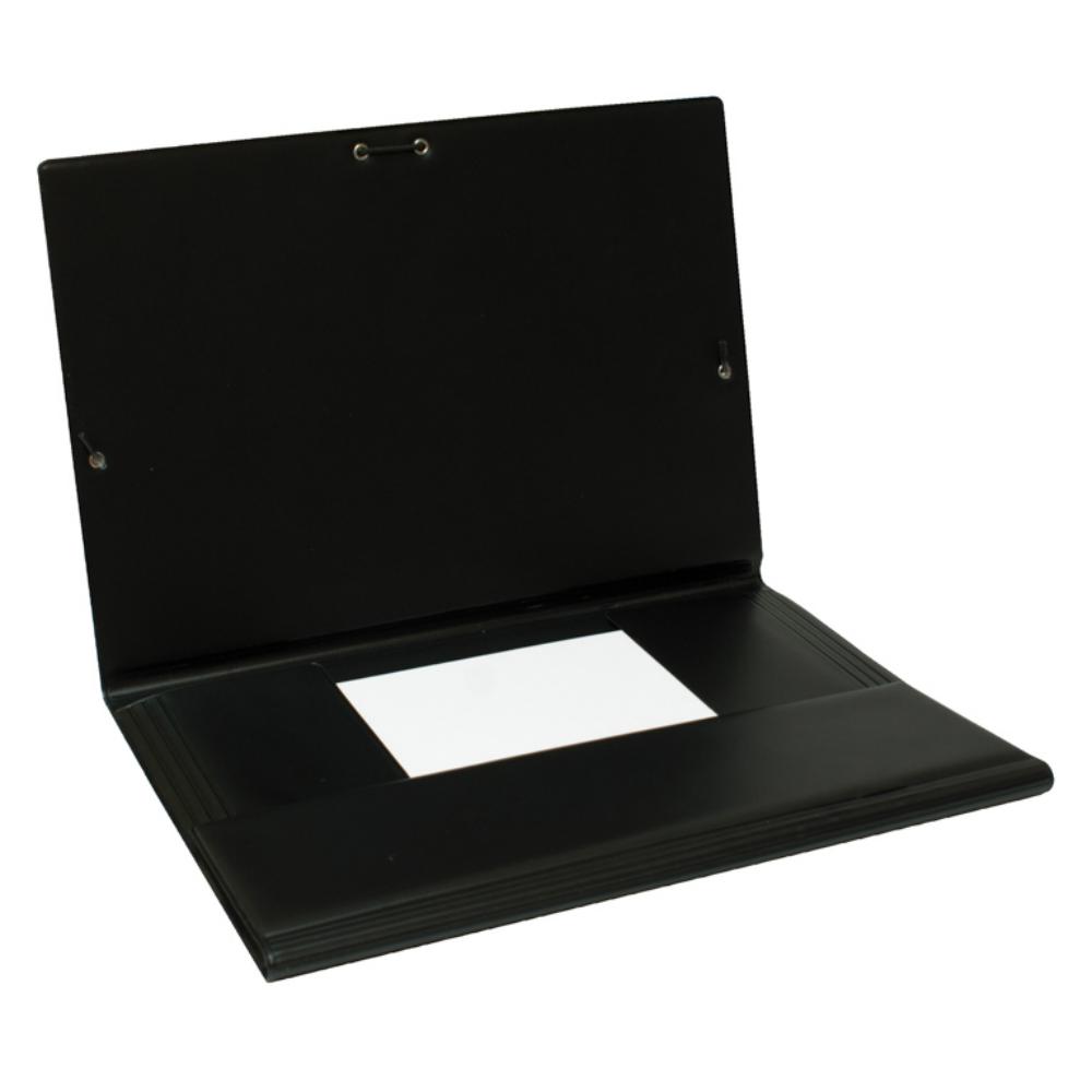 CARPETA FOLIO CON GOMAS Y SOLAPAS PVC NEGRA 