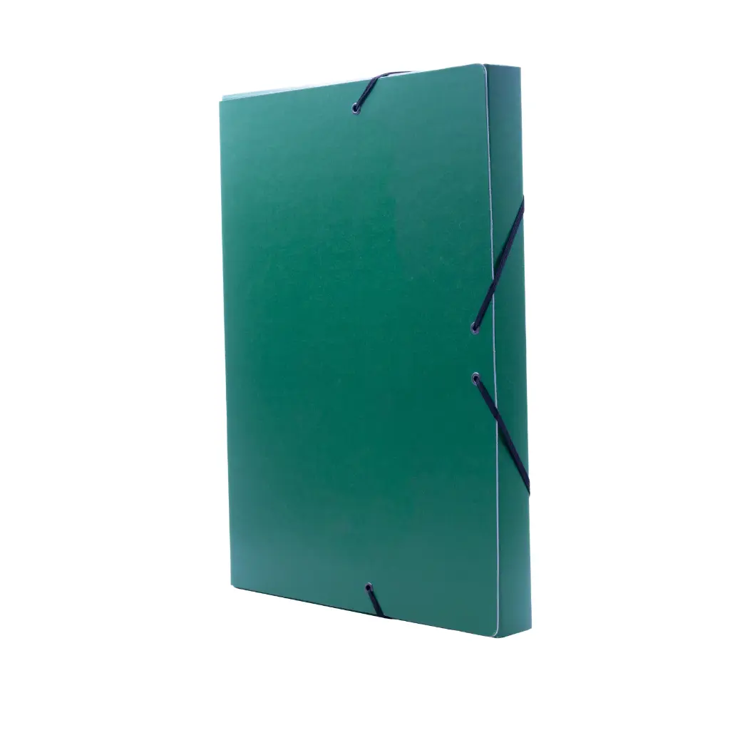 CARPETA PROYECTO RAYLU PAPER A4 LOMO 30 MM VERDE CIERRE CON GOMAS 