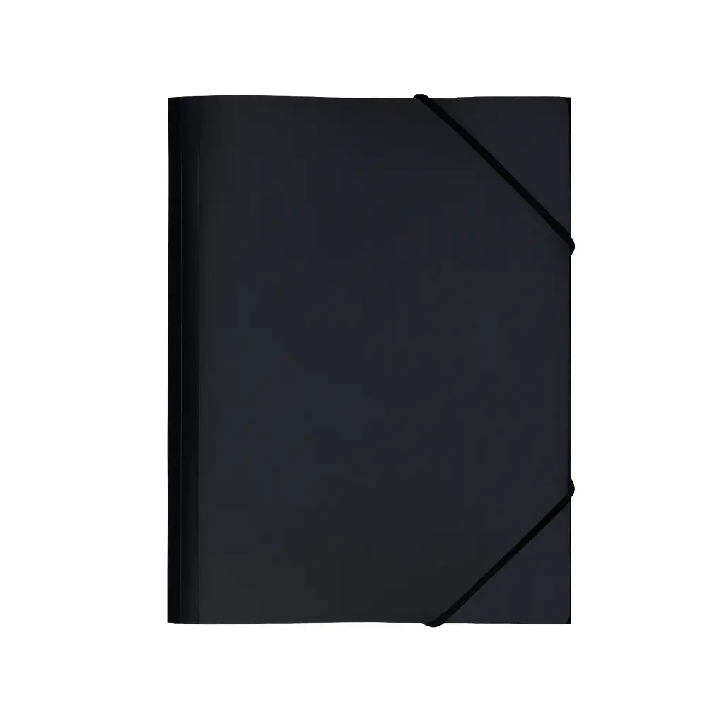 CARPETA PP RAYLU PAPER A5 CON GOMAS Y SOLAPAS NEGRO