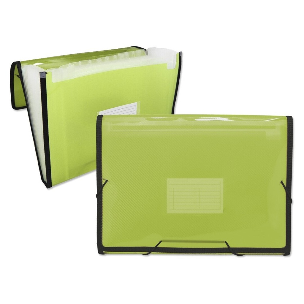 CARPETA TRASLUCIDA FUELLE 13 COMPARTIMENTOS VERDE CLARO (A4)