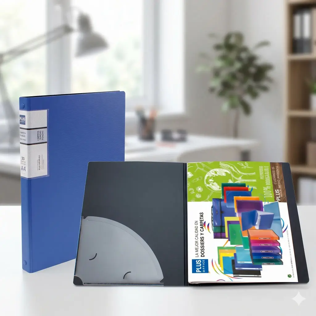 CARPETA LUXE A4 30 FUNDAS PP AZUL