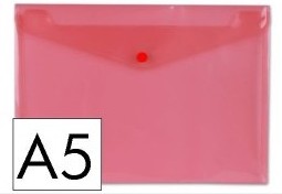 SOBRE PORTADOCUMENTOS POLIPROPILENO CON BROCHE A5 ROJO 