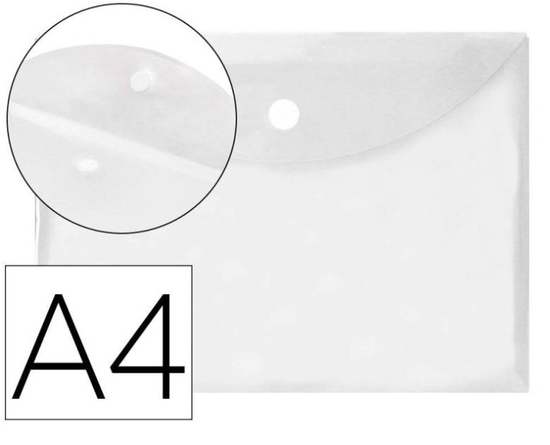 SOBRE PORTADOCUMENTOS POLIPROPILENO CON VELCRO A4 TRANSPARENTE 