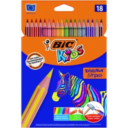 LÁPICES DE COLORES BIC EVOLUTION STRIPES 18 SURTIDOS
