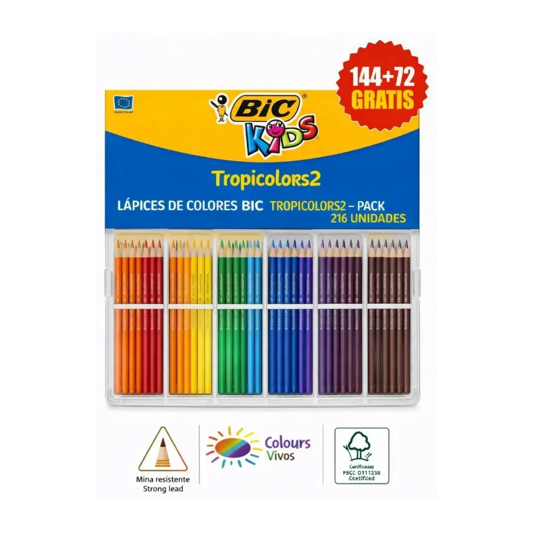 [649272] LÁPICES DE COLORES BIC TROPICOLORS PACK 216 UNIDADES
