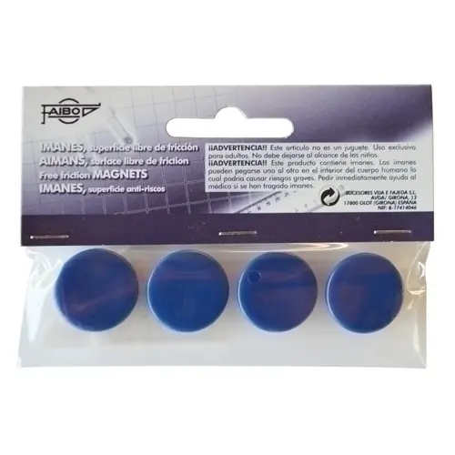 [700231] IMANES MULTIUSO REDONDOS 20MM AZUL FAIBO BLÍSTER 4 UD