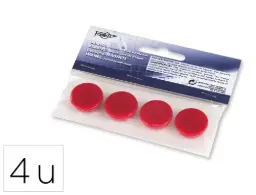 IMANES MULTIUSO REDONDOS 20MM ROJO FAIBO BLÍSTER 4 UD