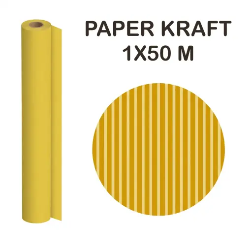 [497012] PAPEL KRAFT AMARILLO ROLLO 1x50M 65G