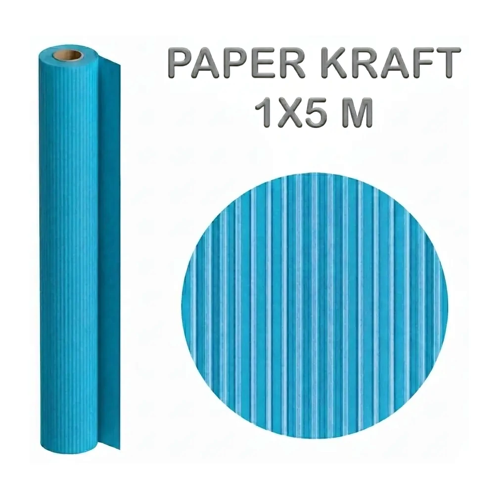 [029122] PAPEL KRAFT AZUL TURQUESA ROLLO 1x5M 65G