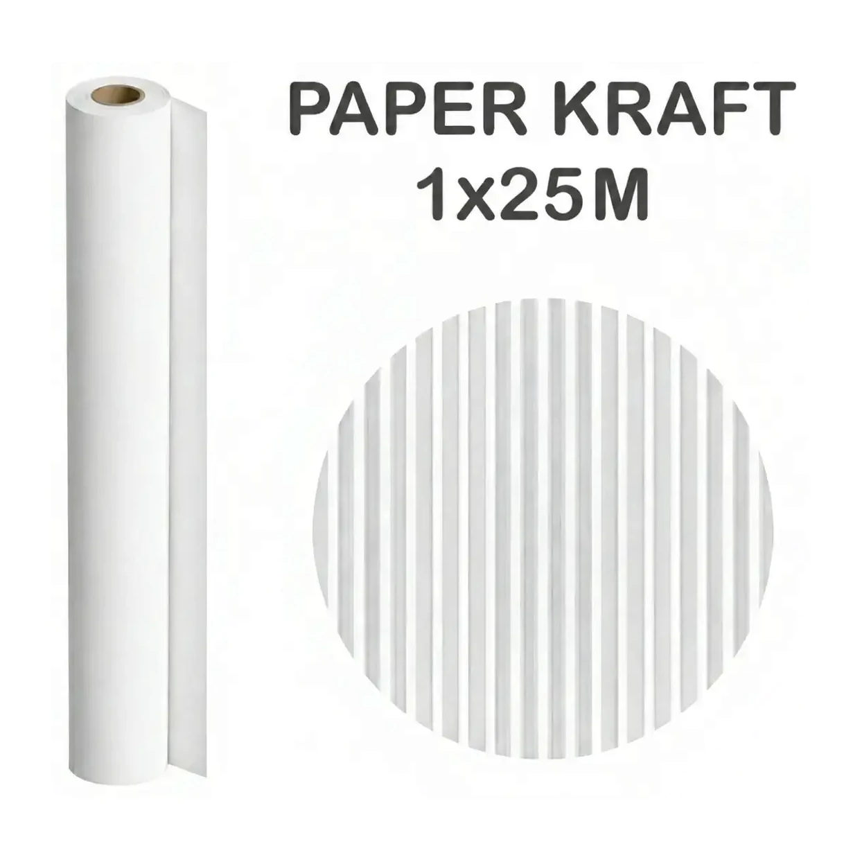 [001088] PAPEL KRAFT BLANCO ROLLO 1x25M 65G