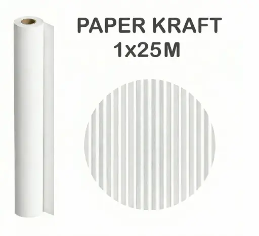 [001088] PAPEL KRAFT BLANCO ROLLO 1x25M 65G