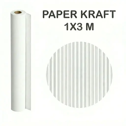 [001085] PAPEL KRAFT BLANCO ROLLO  1x3M 65G