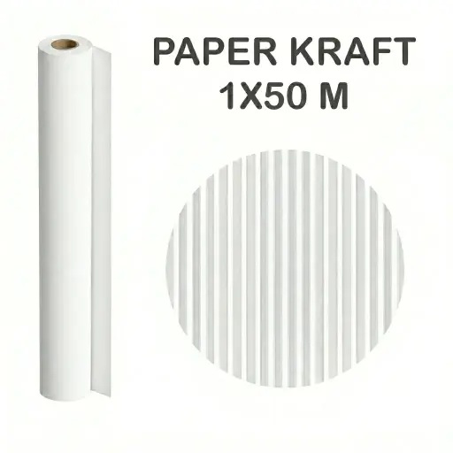[497018] PAPEL KRAFT BLANCO ROLLO 1x50M 65G