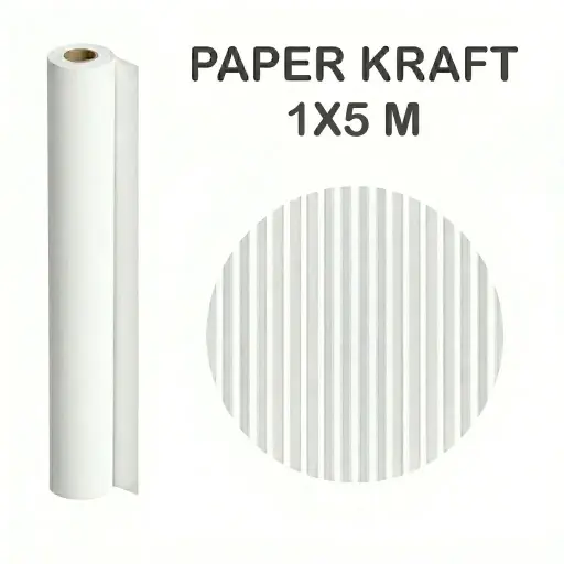 [001086] PAPEL KRAFT BLANCO ROLLO 1x5M 65G